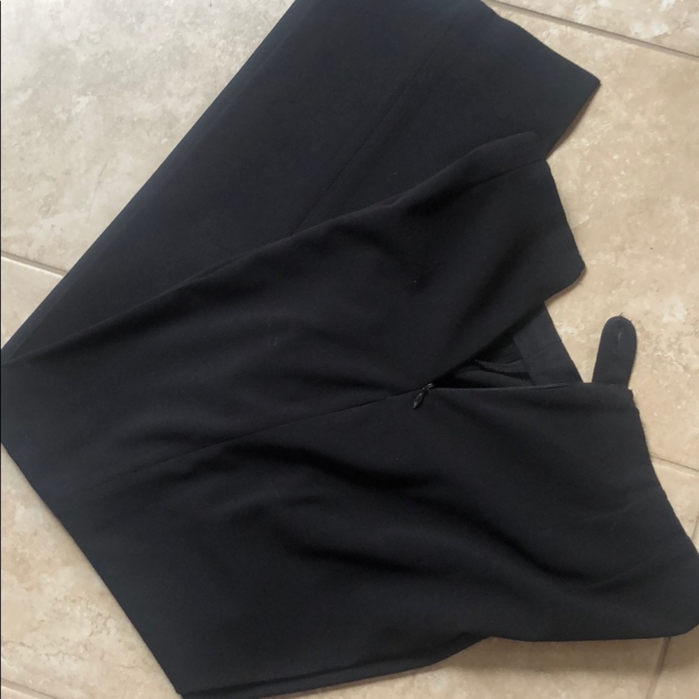 Black straight leg slacks with side zipper